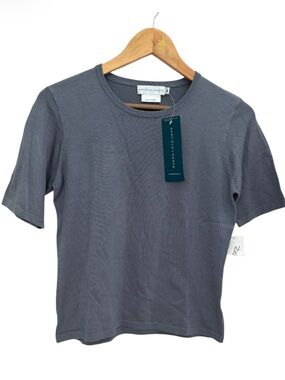 Garfield & Marks Silk Blend Short Sleeve Knit Top Women’s Gray Vintage Sz M